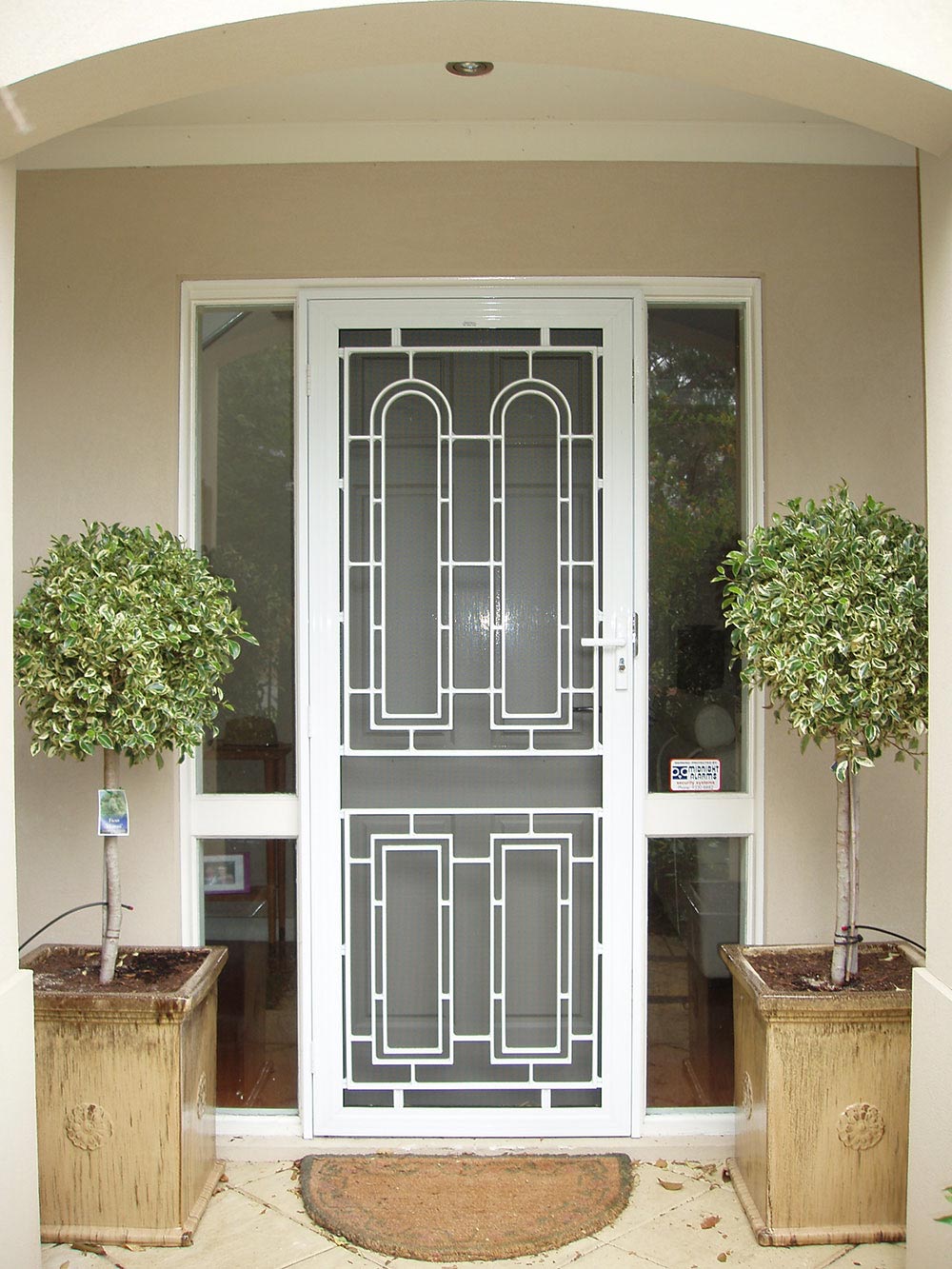 decorative white security door