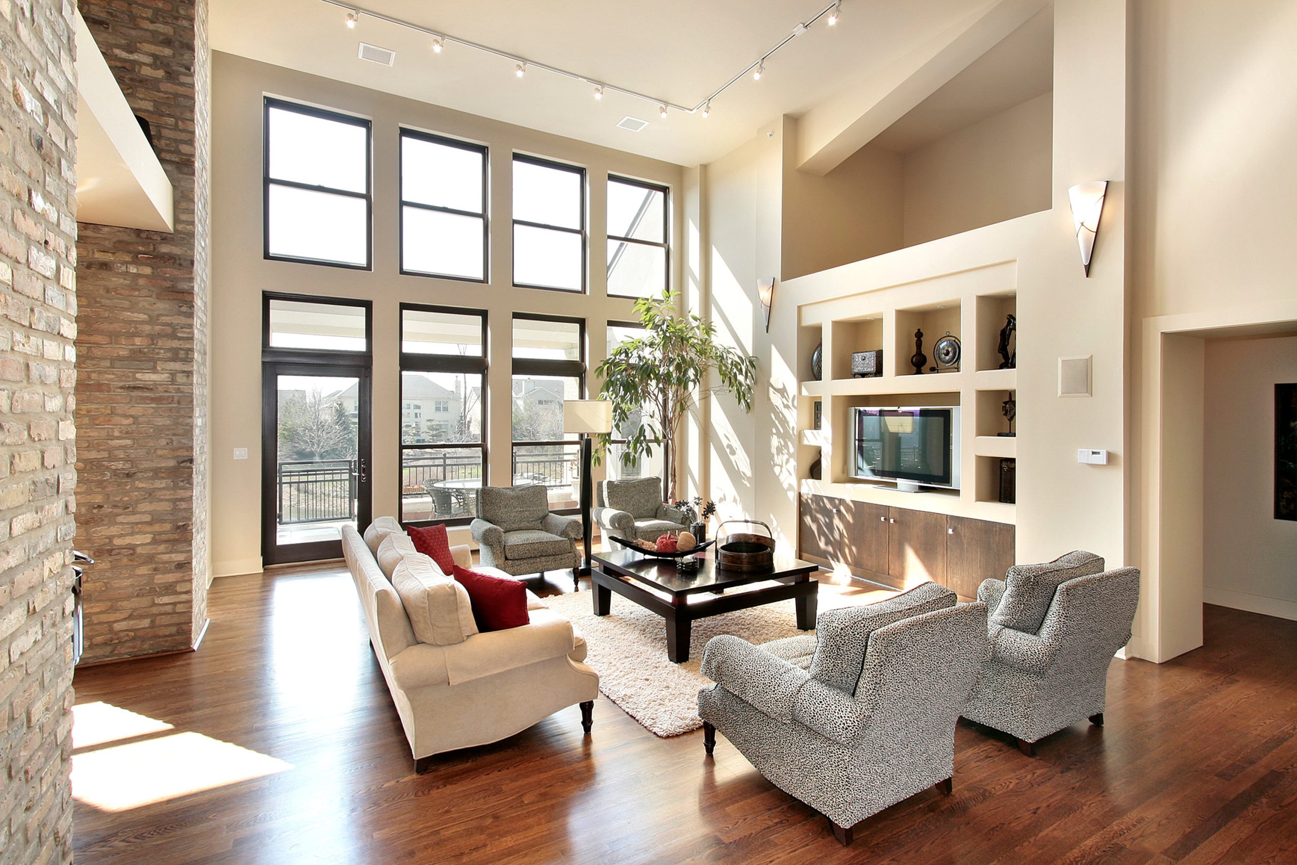 A living room with some quality windows.