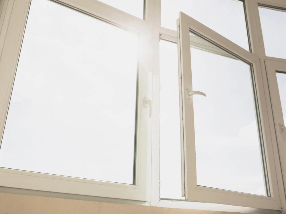 Sunshine shining through open windows