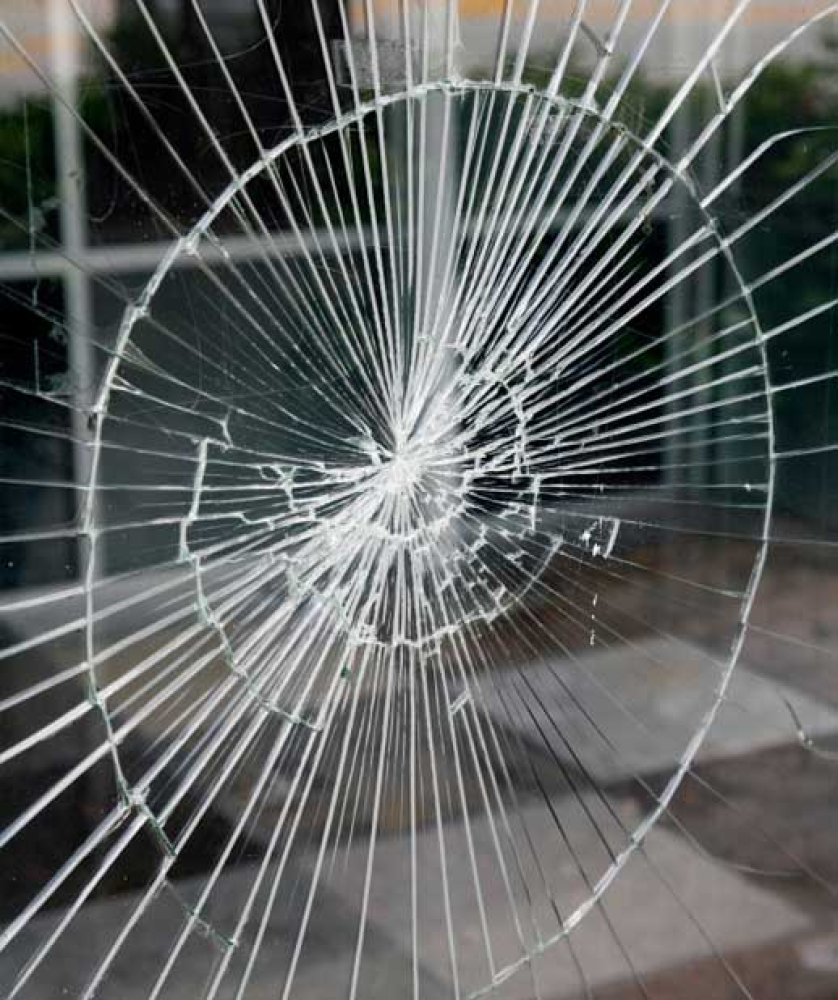 cracked security film window